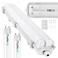 Hermetické Prachotěsné svítidlo 2x T8, G13 IP65 60cm + LED Trubice 9W 4000K LUMILED