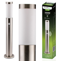 Venkovní zahradní lampa E27, LED snímač pohybu sloupek 65cm inox LILIUM LUMILED