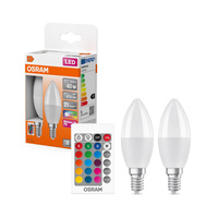 2x LED žárovka B37 Candle E14 4,9W = 40W 470lm 2700K RGBW 200° stmívatelná Pilot Retrofit Filament Osram
