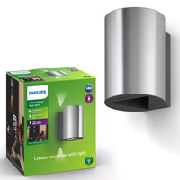 Zahradní lampa LED nástěnná lampa BUXUS myGarden 2x4.5W 2700K IP44 nahoře-dole stříbrná PHILIPS