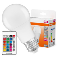 2x LED žárovka A60 E27 9W = 60W 806lm RGBW 180° OSRAM Star + dálkový ovladač