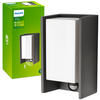 Zahradní lampa LED nástěnná lampa BRIDGE myGarden E27 IP44 s pohybovým senzorem obdélníková antracitová PHILIPS