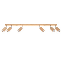 Stropní svítidlo BERG 6xGU10 Reflektor Halogenové svítidlo Pohyblivé 120cm Přírodní dřevo SOLLUX