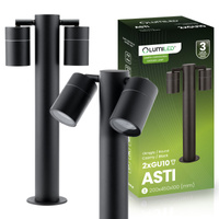 Venkovní zahradní lampa 2x GU10, sloupek stojací reflektor 45cm LUMILED