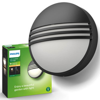 Zahradní lampa LED nástěnná lampa YARROW myGarden 6W 2700K IP44 kulatá černá PHILIPS