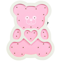 Dřevěná dekorativní noční lampa BEAR PINK LED hřejivá GOLDLUX (Polux) lampička pro děti