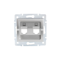Adaptér internetové zásuvky RJ45 Square Silver LOGI Kanlux