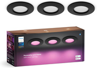 3x LED panel zapuštěný pod omítku 8,3 W 1000 lm IP44 bílý a barevný Ambiance RGB + TW Black Smart SMART Zigbee Bluetooth Slim Downlights Philips HUE