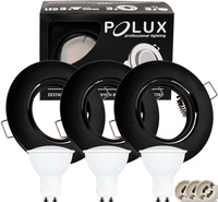 3x GOLDLUX (Polux) kulatá černá pohyblivá halogenová žárovka + GU10 3.5W LED žárovka