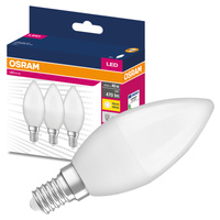 3x LED žárovka B37 svíčka E14 4,9W = 40W 470lm 2700K teplá bílá 200° VALUE CLASSIC Osram