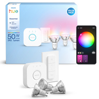 3x LED GU10 Reflector PAR16 4,7W = 50W 345lm 2200-6500K CCT + RGB SMART Smart Bluetooth ZigBee White and Color Ambiance + Bridge Bridge Philips HUE Starter Kit