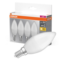 4x LED žárovka E14 B35 5W = 40W 470lm 2700K Teplá bílá 300° OSRAM Základna