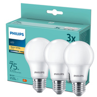 3x LED žárovka E27 A60 10W = 75W 1055lm 2700K Teplá bílá PHILIPS