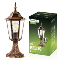 Venkovní zahradní lampa E27, LED nízký sloupek, lucerna, 40cm, Patina, BELLIS LUMILED