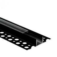 Hliníkový LED profil pro sádrokarton REGIPS Podprofil pro dlaždice černý 1m s průhledným difuzorem pro LED pásky + koncovky GN Ecolight series