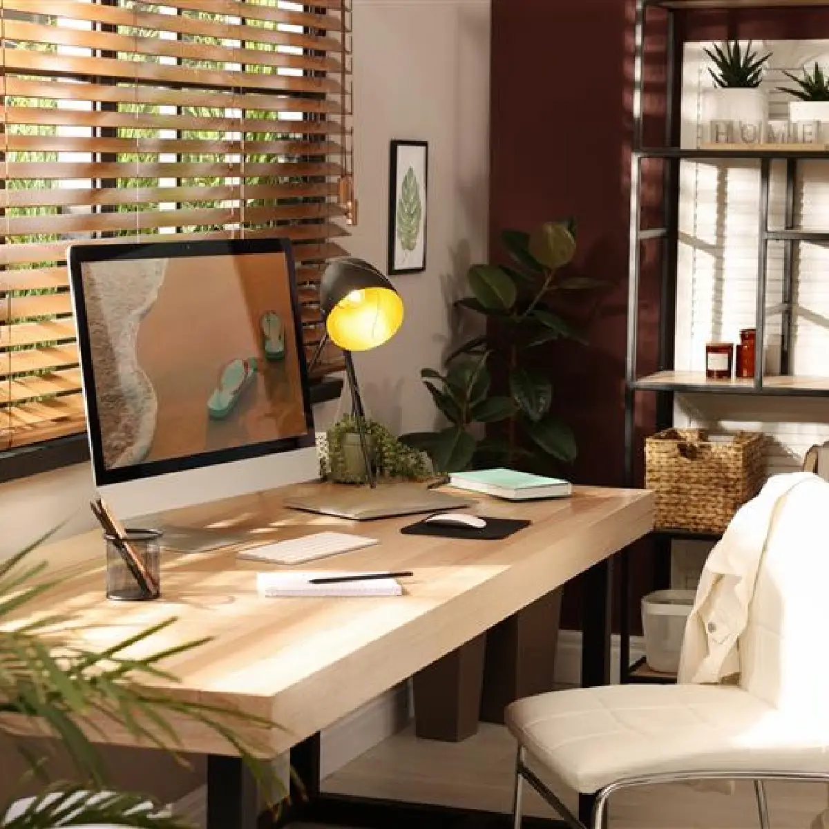 Pracovní místo s LED stolním osvětlením – příklad místního osvětlení