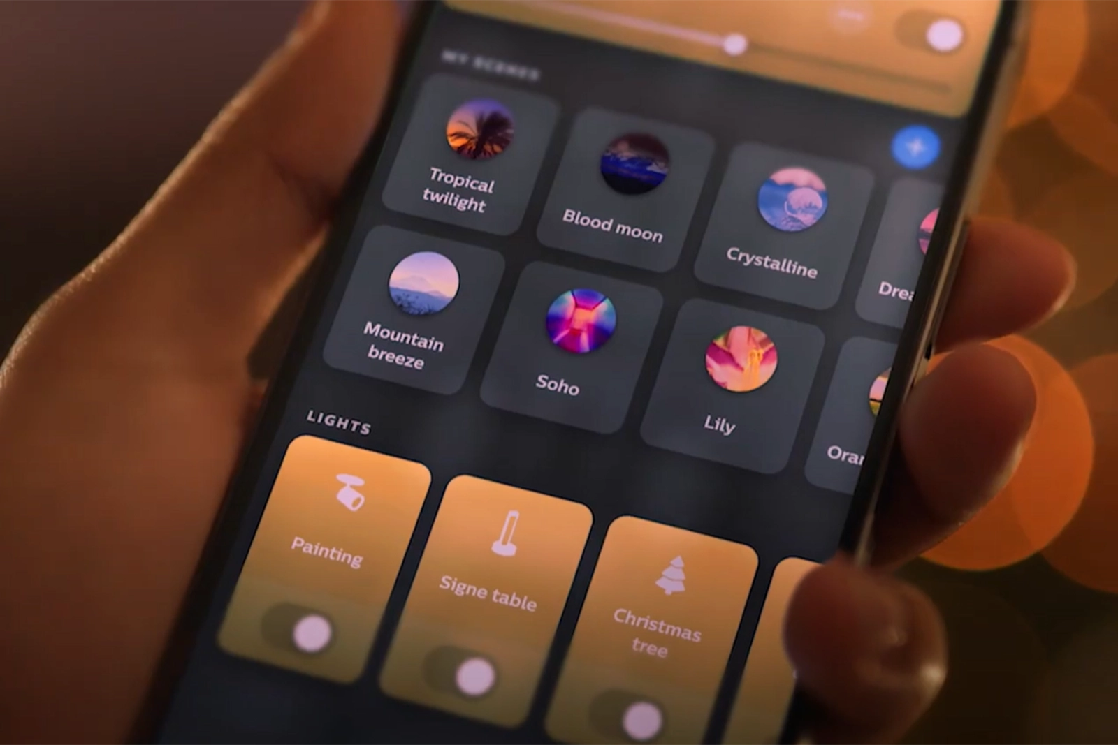 Ovládání girlandy Philips Hue Festavia v mobilní aplikaci