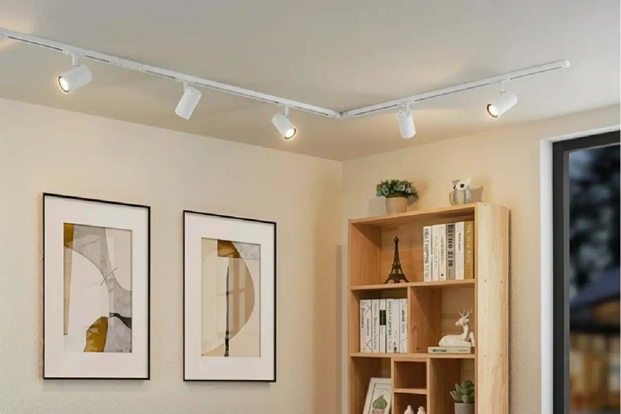 Kolejnicový systém Lumiled s LED reflektory v moderním interiéru