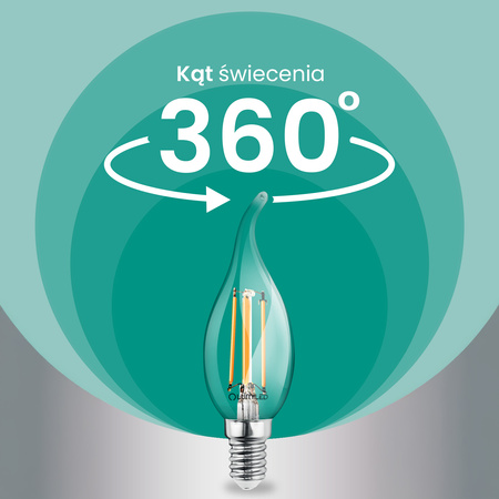LED žárovka E14 svíčka BA35 2,2W 470lm = 40W 2700K teplá bílá 360° Filament energetická třída A LUMILED