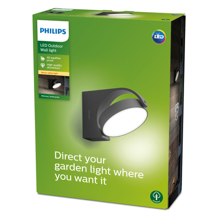 Zahradní lampa LED nástěnná lampa MIMOZA myGarden 7W 2700K IP44 pohyblivá antracitová PHILIPS
