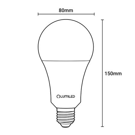 6x Žárovka LED A80, E27 18W = 150W 2500lm 3000K Teplá bílá 260° LUMILED