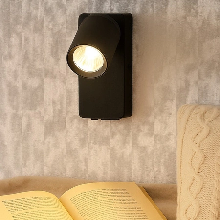Nástěnná povrchová lampa na čtení GU10 USB černá matná Timo Masterled