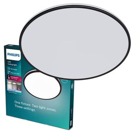 Plafond LED světlo pro povrchovou montáž OZZIET 36W 4000K 50cm černá kulatá PHILIPS