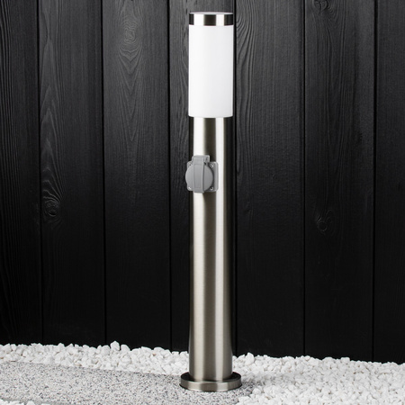 Venkovní zahradní lampa E27 SILVER SLOUP 65cm se zásuvkou 230V