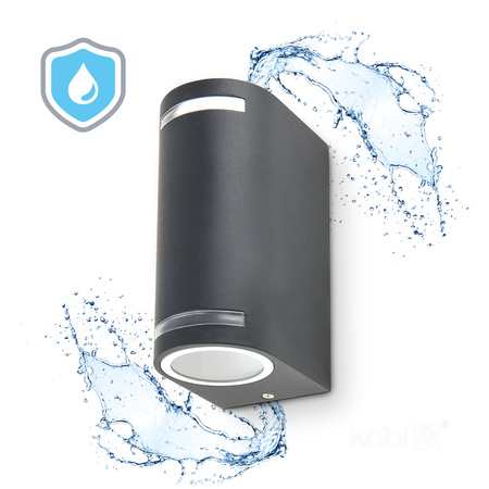 Zahradní venkovní nástěnné svítidlo 2x GU10 IP44 Grey Quazar Kobi