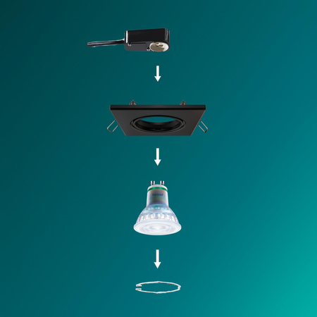 3x LED GU10 zapuštěná pod omítku hliníkový čtverec černý Peridot Philips