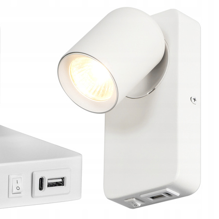 Nástěnná povrchová lampa na čtení GU10 USB bílá matná Timo Masterled