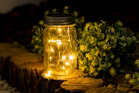 LED lucerna Solar Garden Jar Hanging Glass