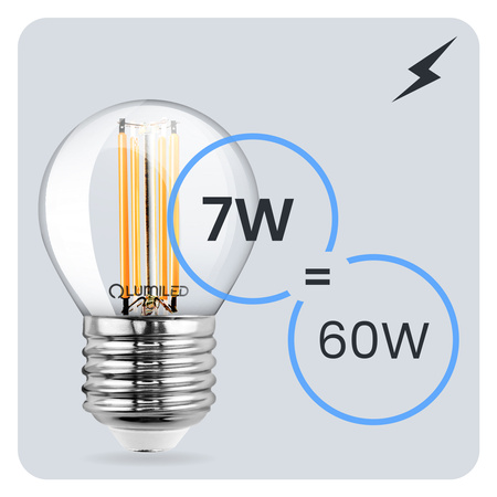 Žárovka LED E27, P45 Filament 7W = 60W 806lm 3000K Teplá bílá 360° LUMILED