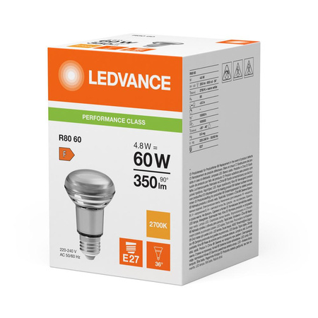 LED žárovka R80 E27 4,8W = 60W 350lm 2700K teplá bílá FILAMENT LEDVANCE