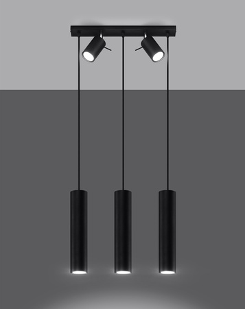 LED RING závěsné stropní světlo 5xGU10 závěsné pohyblivé reflektory černé SOLLUX