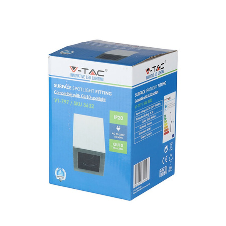 Bodové stropní svítidlo GU10 čtvercový saténový nikl VT-797 V-TAC