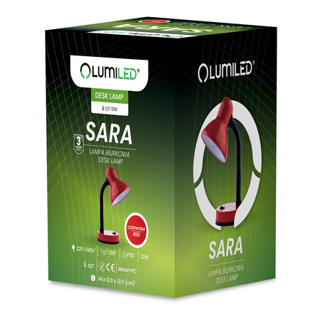 Stolní lampa Školní Noční E27, Nastavitelná Červená LUMILED
