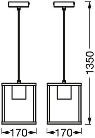 E27 Závěsné stropní svítidlo s převisem Černý dekor Dekor Ledvance