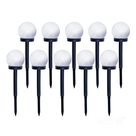 Solární zahradní tyč Venkovní stojící LED 6500K Studená IP44 Černá koule Kobi