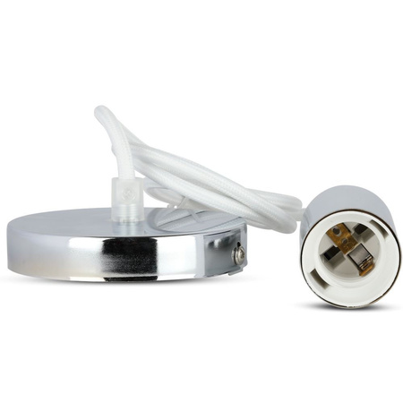 Závěsné svítidlo E27 Chromované stínítko s bílým kabelem VT-7338 V-TAC