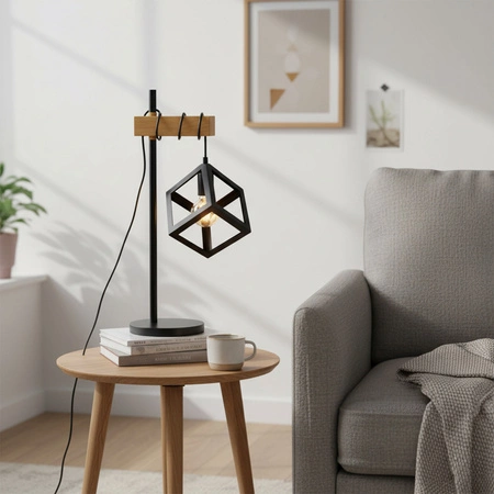 ŠVÉDSKO Stojací stolní lampa 1x E27 Dřevo Black GOLDLUX (Polux)