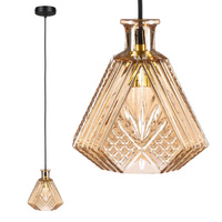 Jantarové skleněné stropní závěsné svítidlo pro LED E27 Crystal