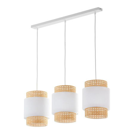 BOHO WHITE Závěsné stropní svítidlo Rattan Strip White Boho Style 3xE27 6531 TK Lighting