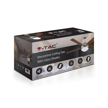 60W stropní ventilátor s vestavěným CCT LED světlem a RF dálkovým ovládáním 5 ramen VT-6052-5 V-TAC