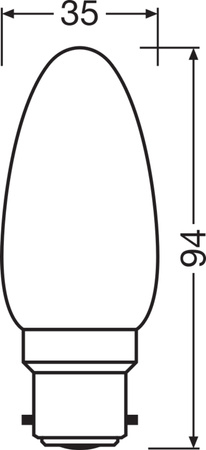 LED žárovka B35 svíčka B22d 4,8W = 40W 470lm 2700K teplá bílá 300° Dimmable Retrofit Filament CLASSIC Osram