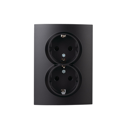 Kompletní dvojitá zásuvka 16A Schuko Black Matte LOGI KANLUX