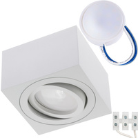 Povrchové Halogenové svítidlo 50mm, Nastavitelná Čtvercová Bílá AMAT-S + LED 7W 6500K LUMILED