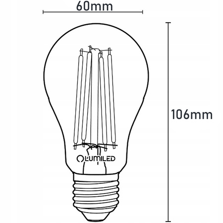 Žárovka LED E27, A60 11W = 100W 1521lm 4000K Neutrální bílá 360° Filament LUMILED