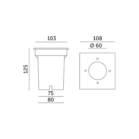 Entrada Kobi čtvercová zemnící zásuvka GU10 IP65 chrom