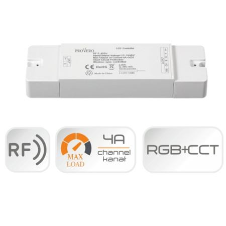 Přijímací ovladač pro RGB + CCT LED pásky 5x 4A VOLTA 12V / 24V DC ProVero
